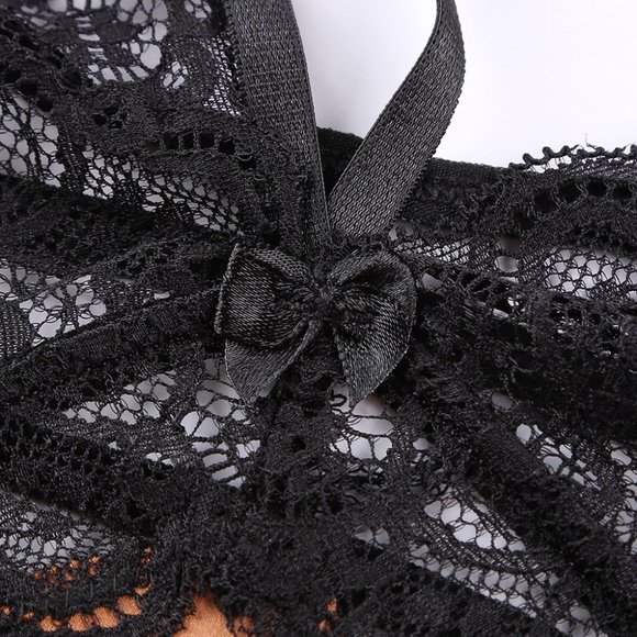 Gold Lace Spice Satin Babydoll with Slit and thong - Picture 8 of 9